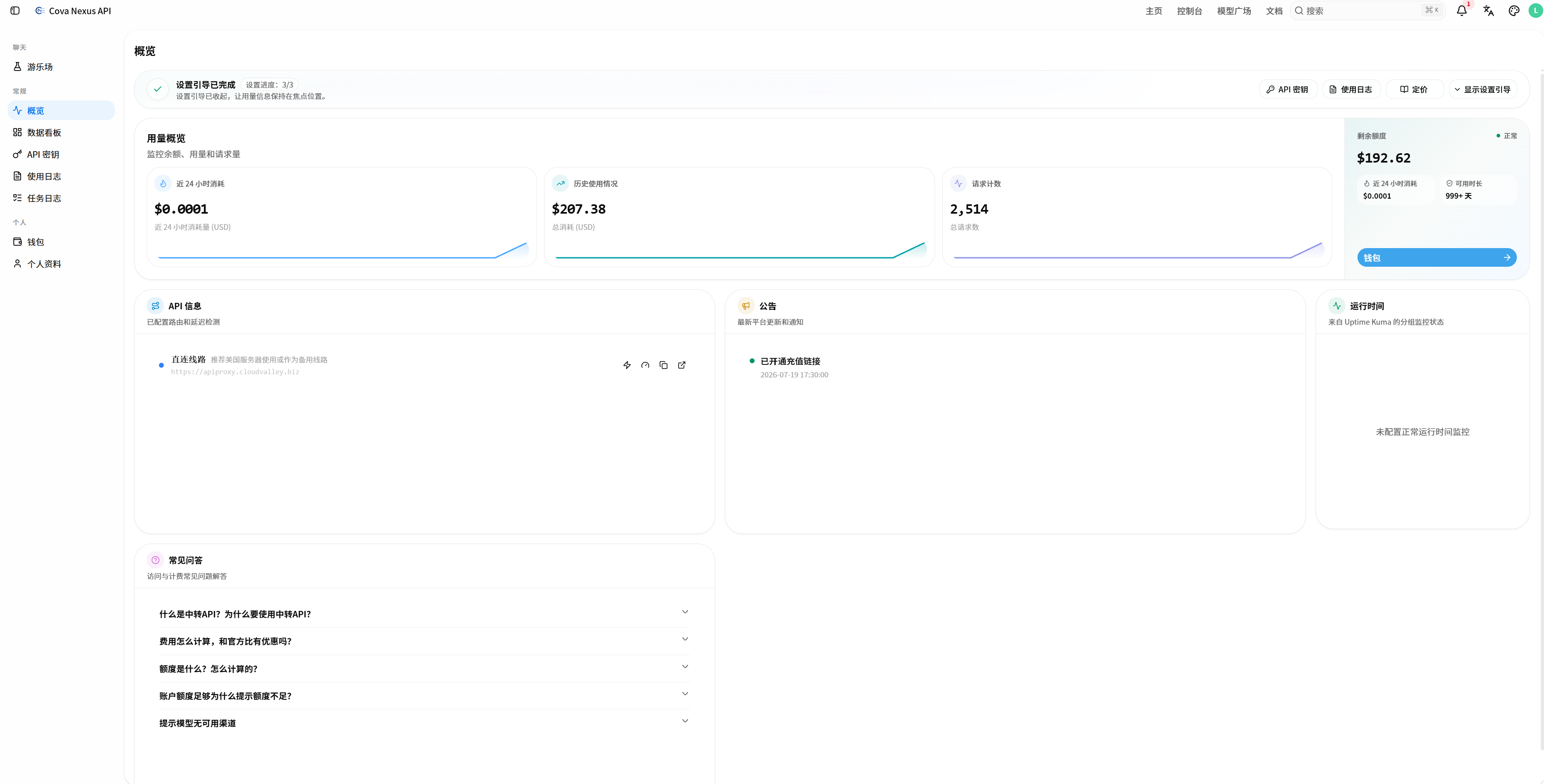 数据面板与预算趋势图 Dashboard 截图